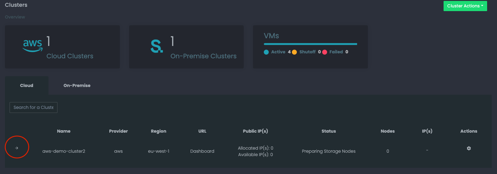 aws infrastructure new cluster open