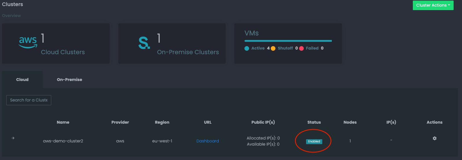 aws infrastructure new cluster online