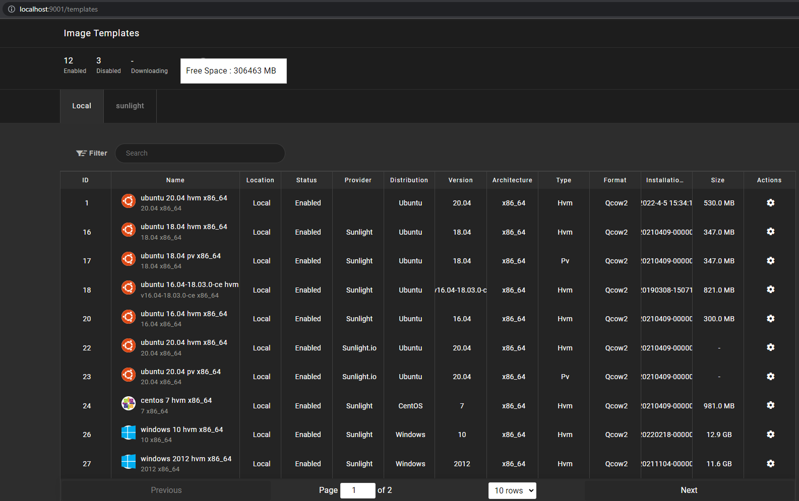 Amphora VDisk Templates UI View