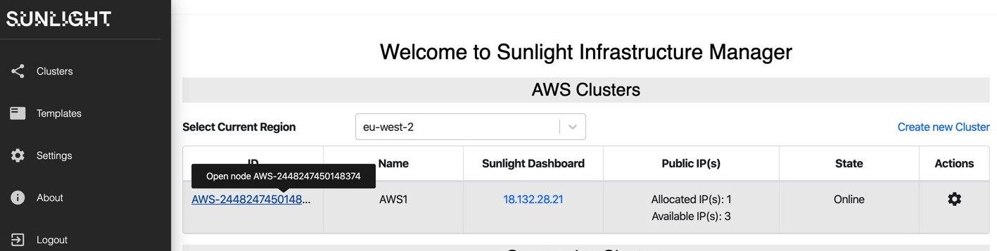 aws infrastructure new cluster hover