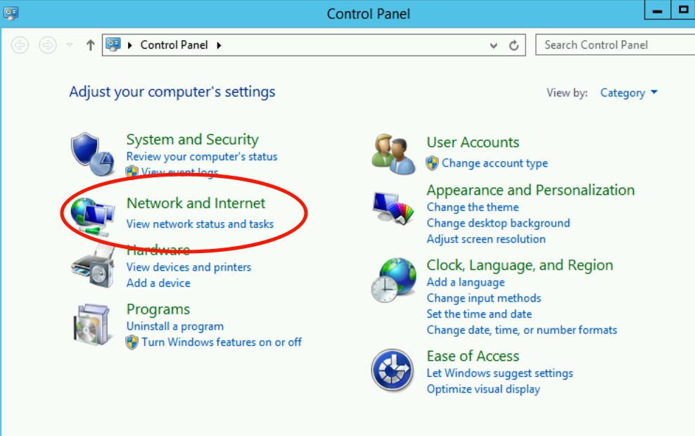 Network and Internet Settings Windows