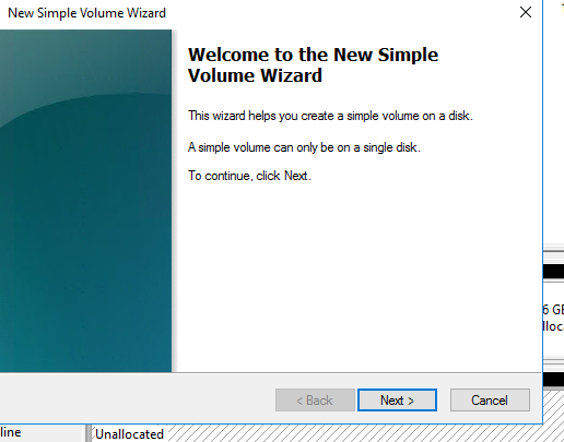 Welcome Volume Wizard