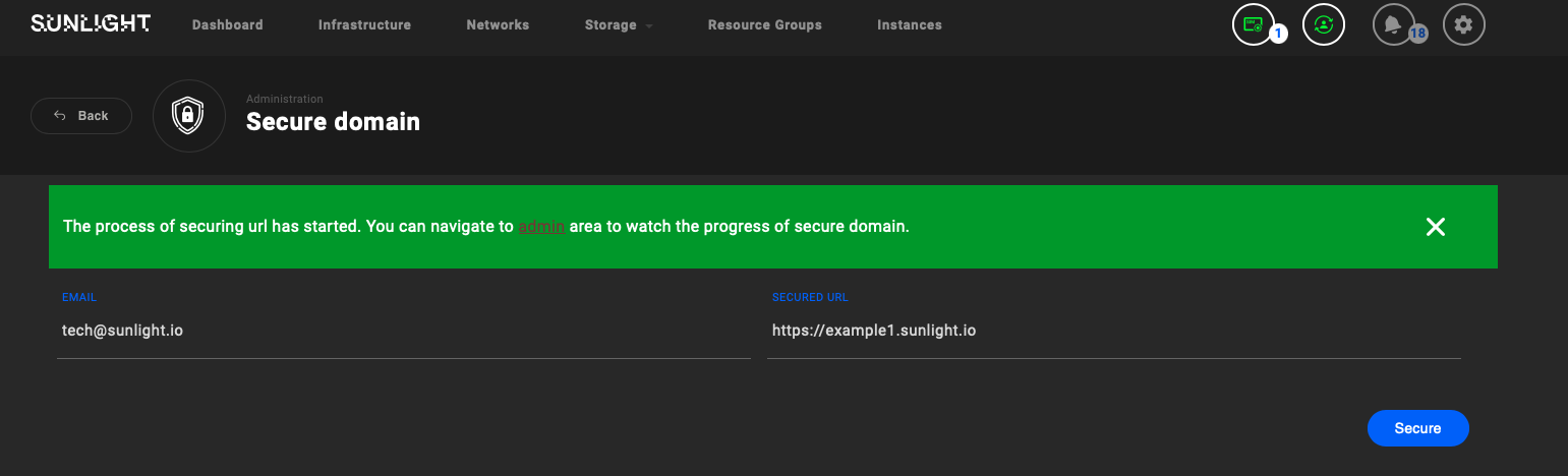 Secure domain window
