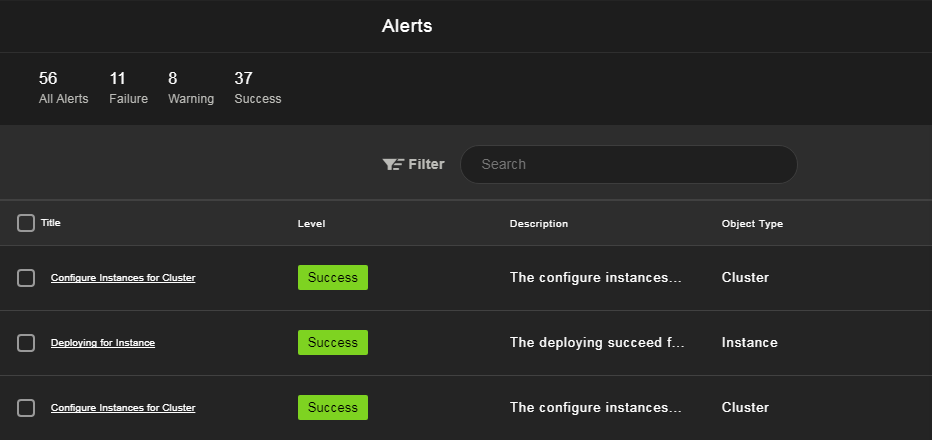 Alerts page