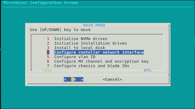 System Configurator screen option 4