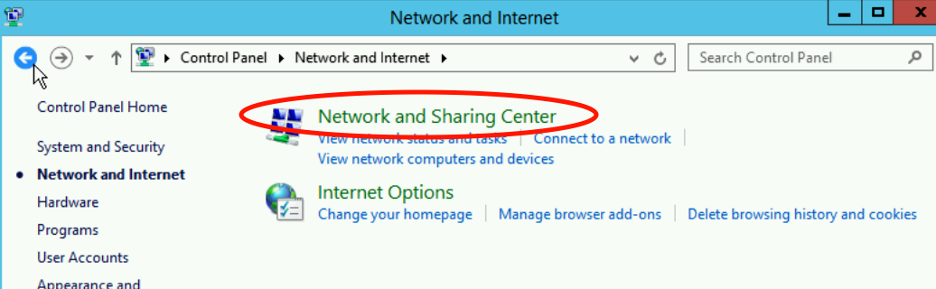 Network and Sharing Center Windows
