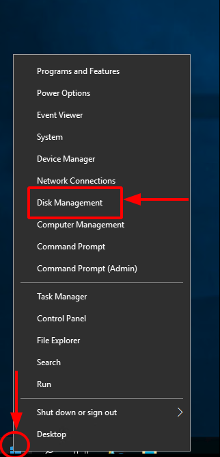 Start Disk Management on Windows OS